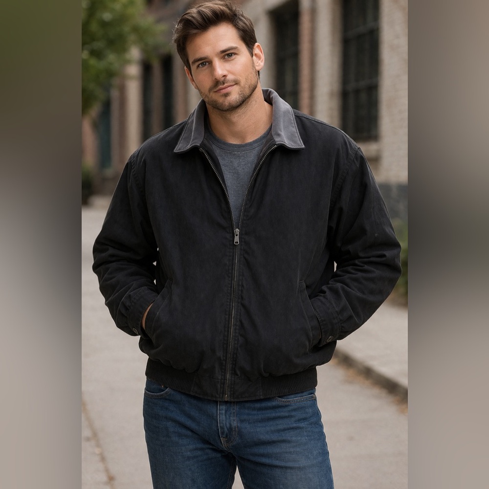 Bill Blass Men's Dark Gray Bomber Jacket